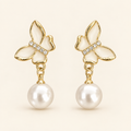 Pearl Butterfly Drop Earrings