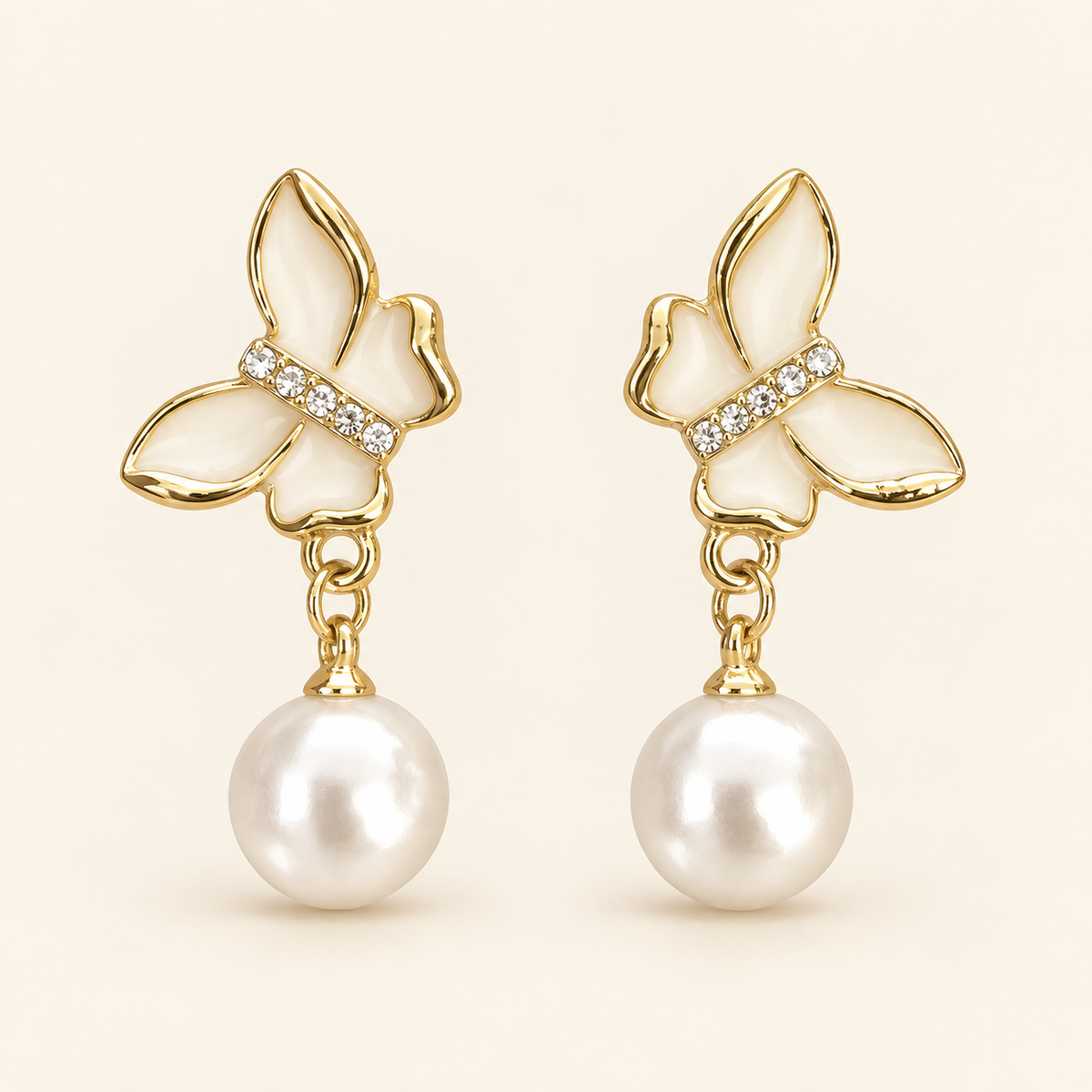 Pearl Butterfly Drop Earrings