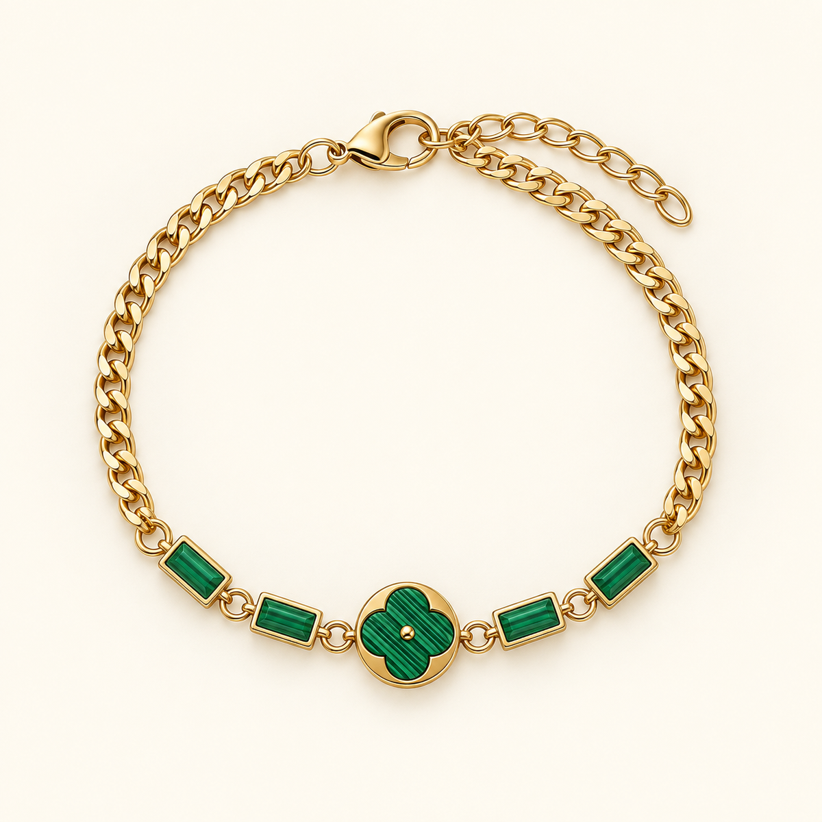 Emerald Clover Chain Bracelet
