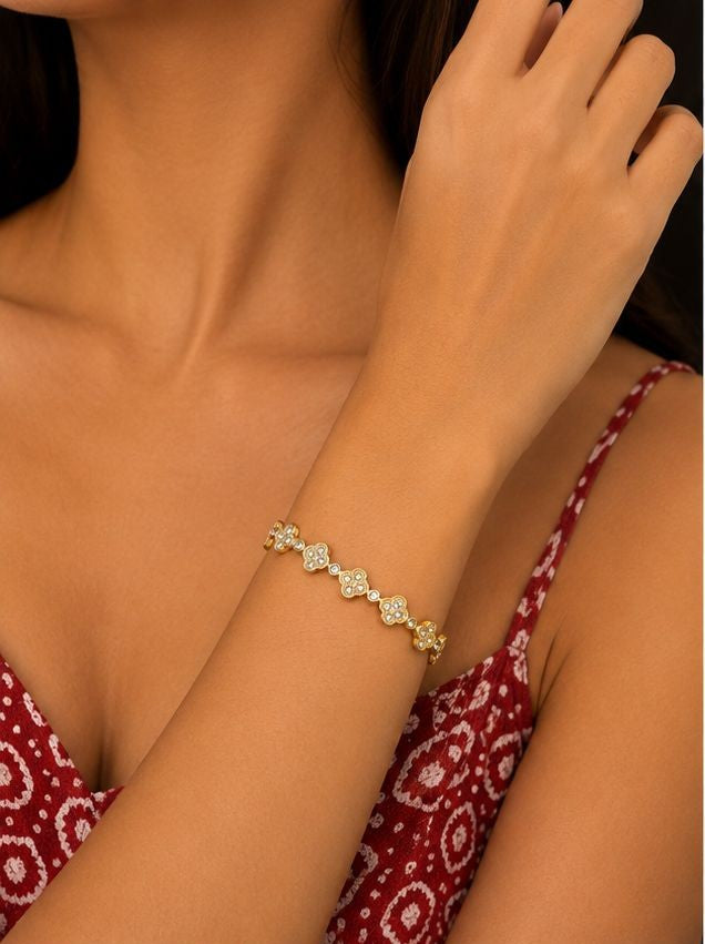 Floral Crystal Elegance Bangle