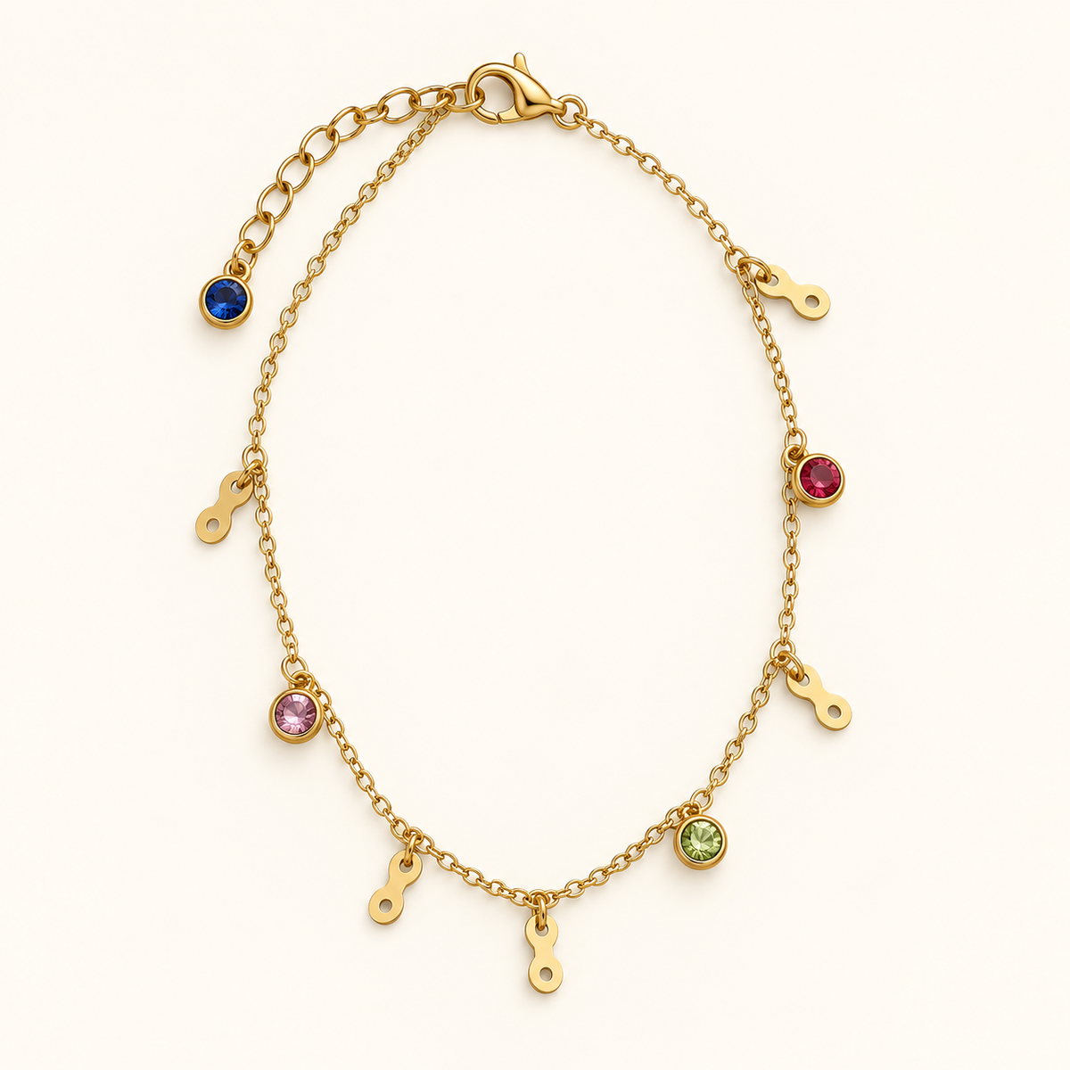 Multicolor Butterfly and crystal Charm Bracelet