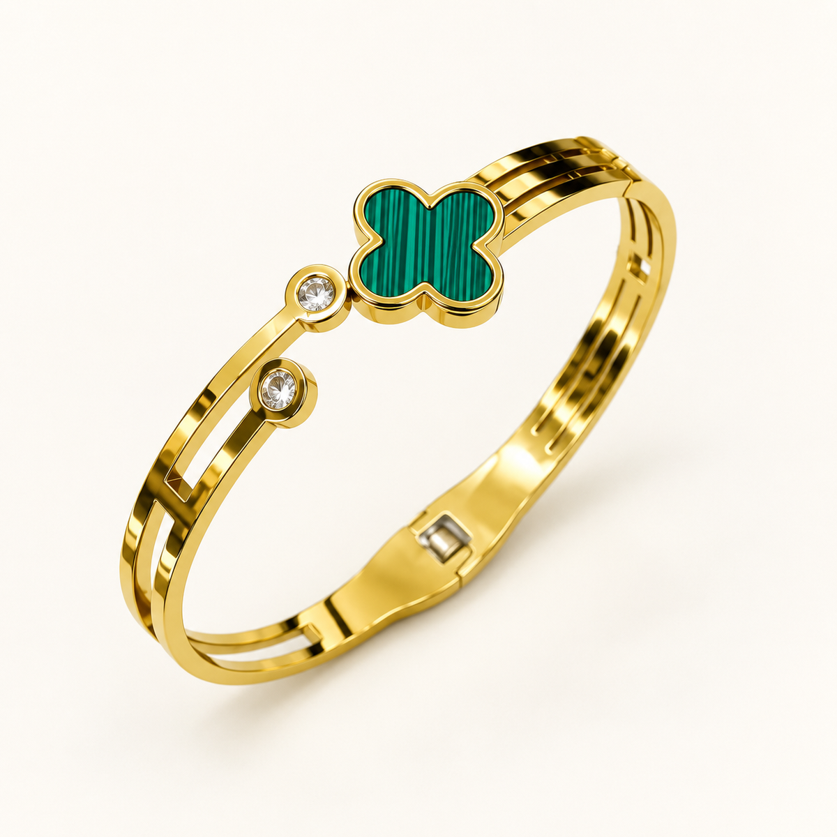 Green Clover Gold Bangle