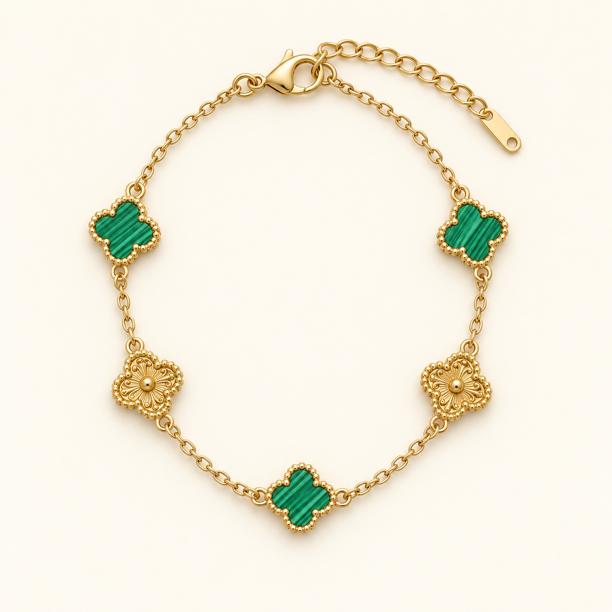 Emerald Clover Charm Bracelet