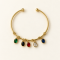 Multicolour Crystal Charm Cuff Bracelet