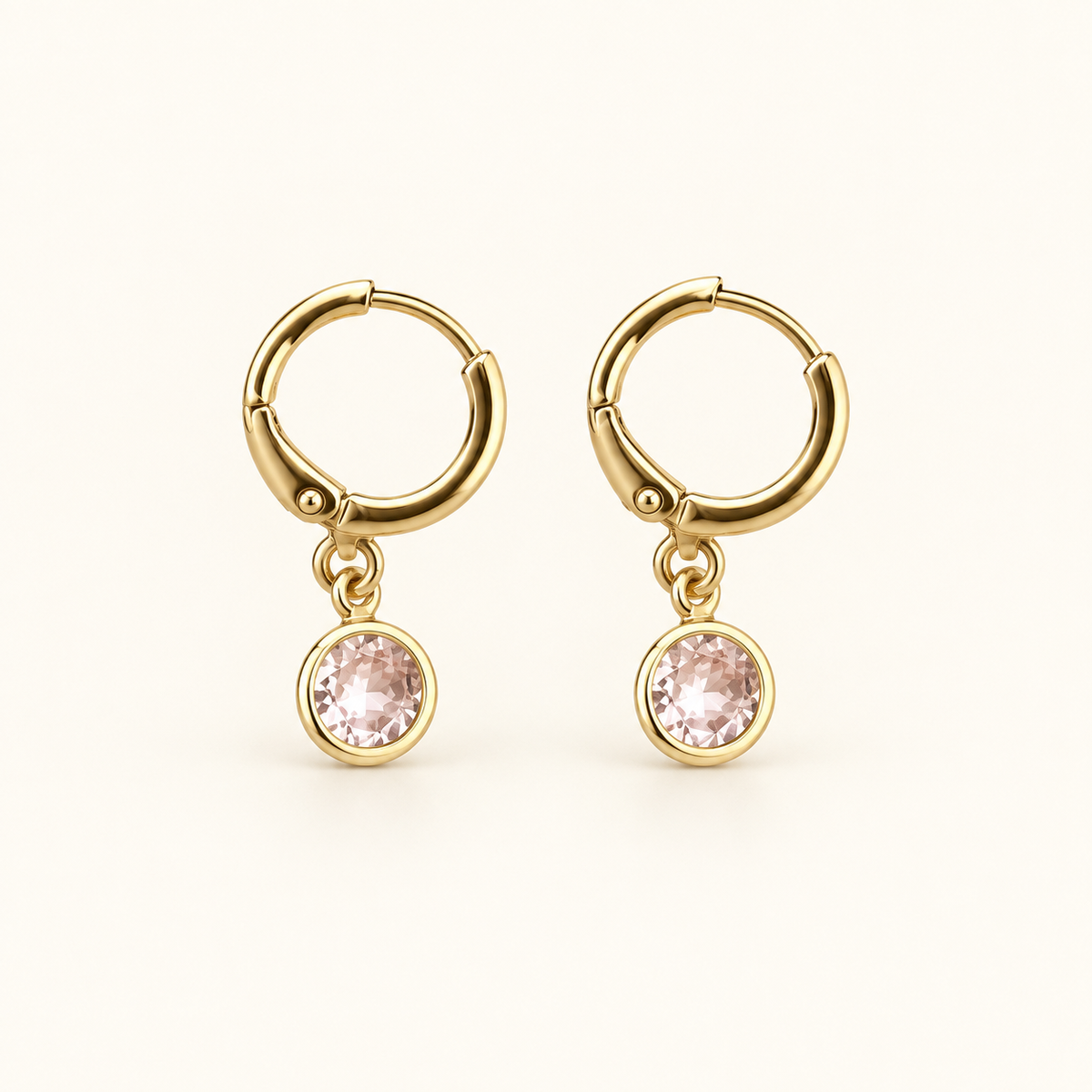 Blush Crystal Drop Huggie Earrings