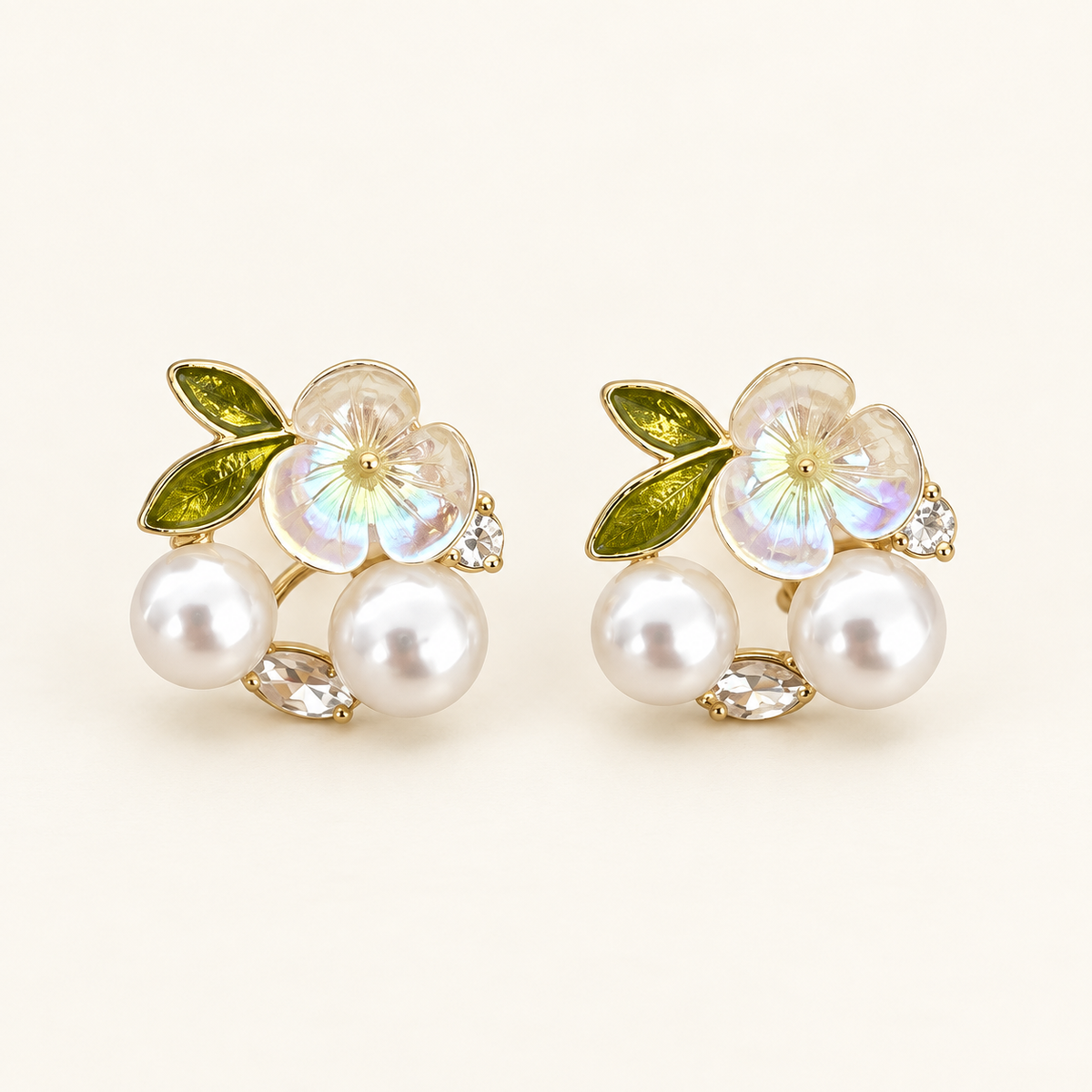 Pearl Blossom Stud Earrings