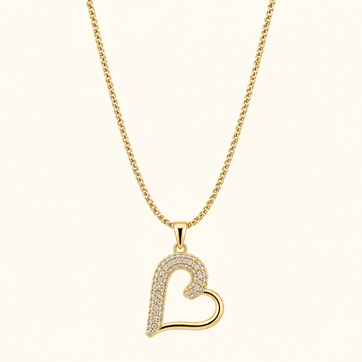 Crystal Open Heart Pendant Necklace