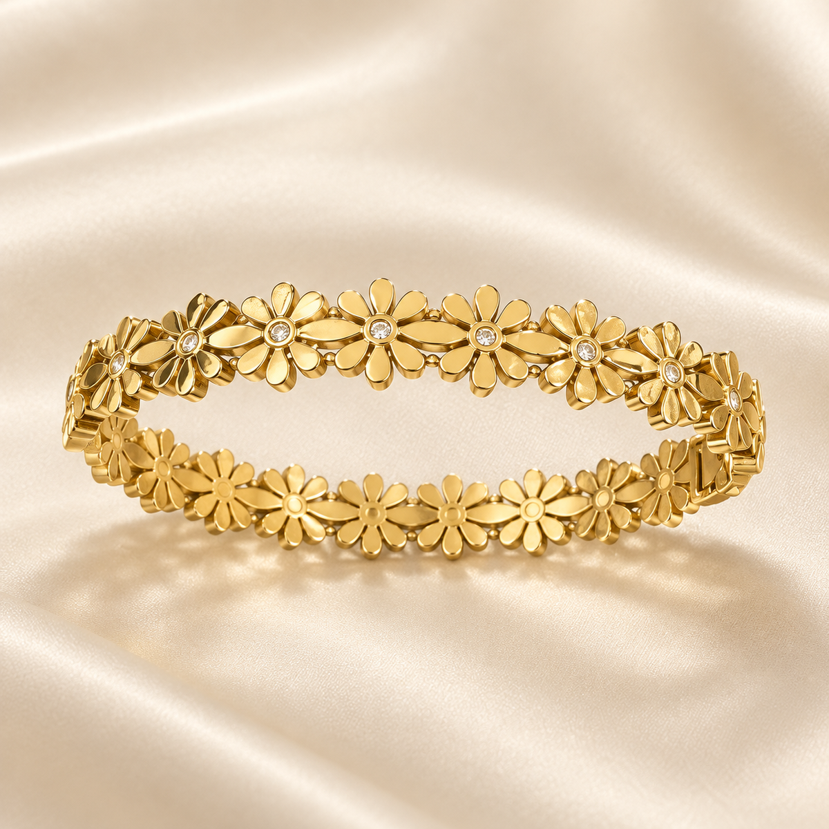 Kids Size Floral Elegance Gold Bangle