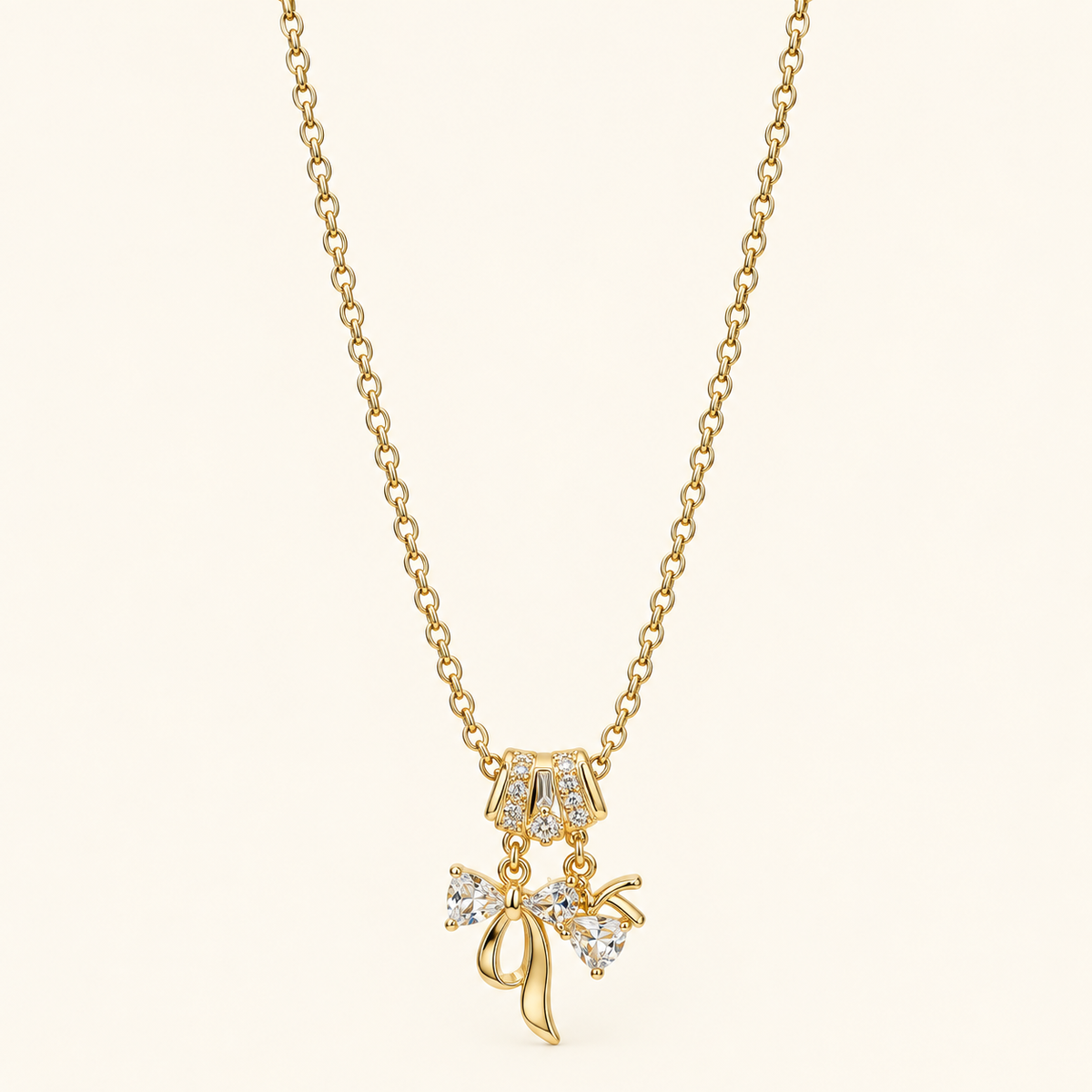 Crystal Bow Pendant Necklace