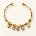 Crystal Charm Open Cuff Bracelet