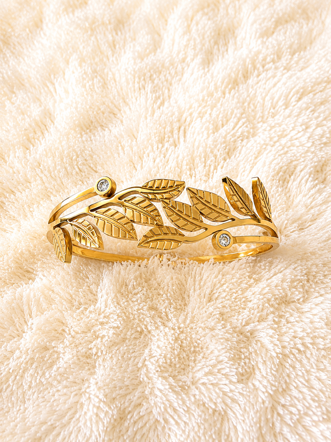 Golden Laurel Crystal Bangle
