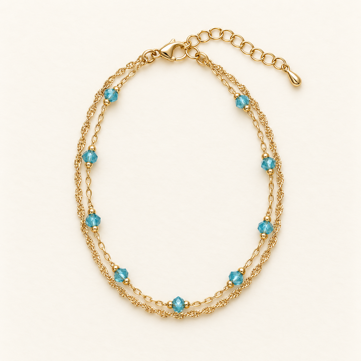 Aqua Crystal Layered Bracelet