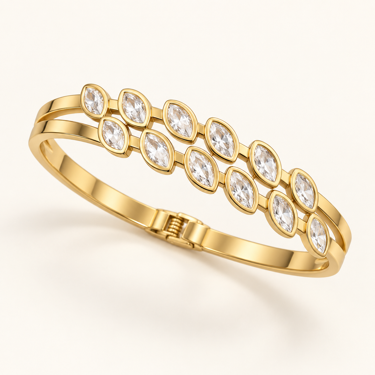 Marquise Crystal Double-Row Gold Bangle