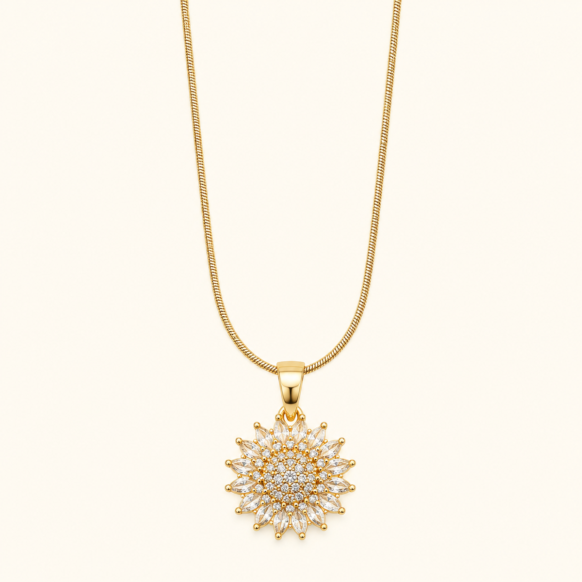 Crystal Sunflower Pendant Necklace