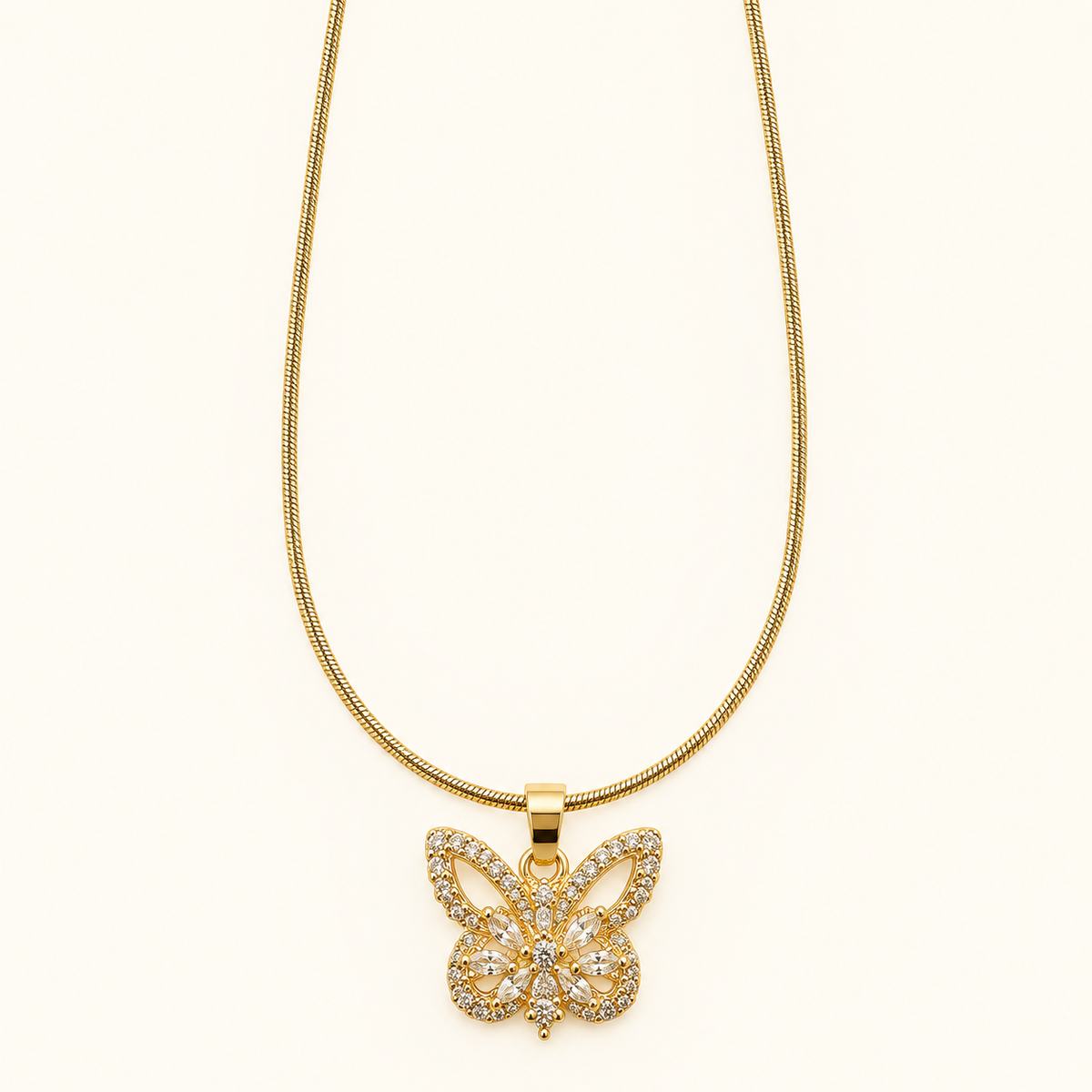Crystal Butterfly Pendant Necklace