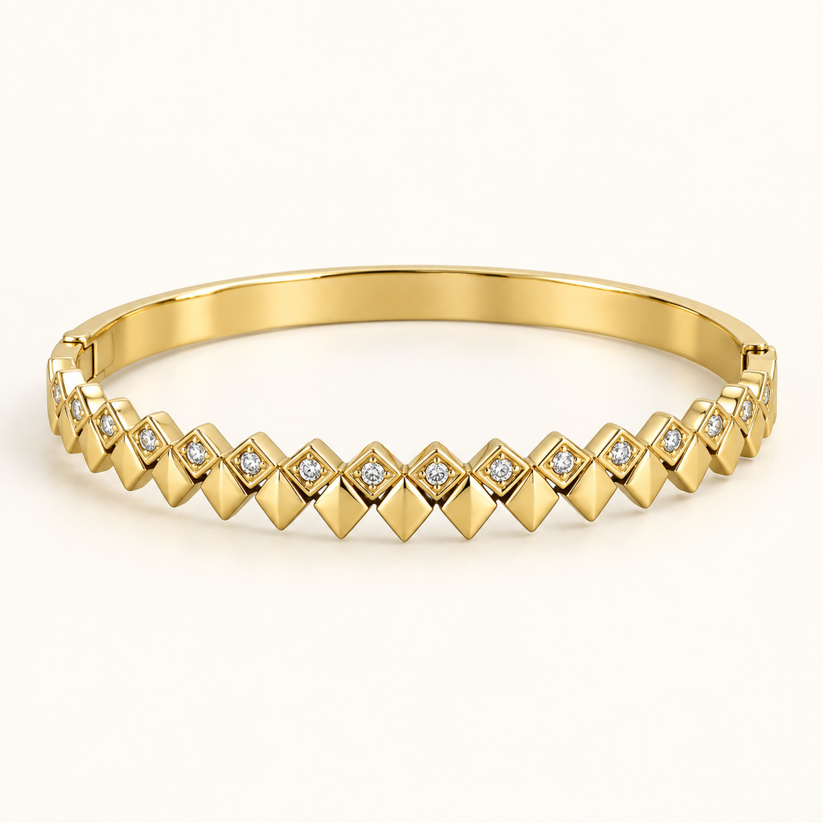 Diamond-Pattern Gold Bangle