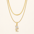 Layered Crystal Rose Pendant Necklace