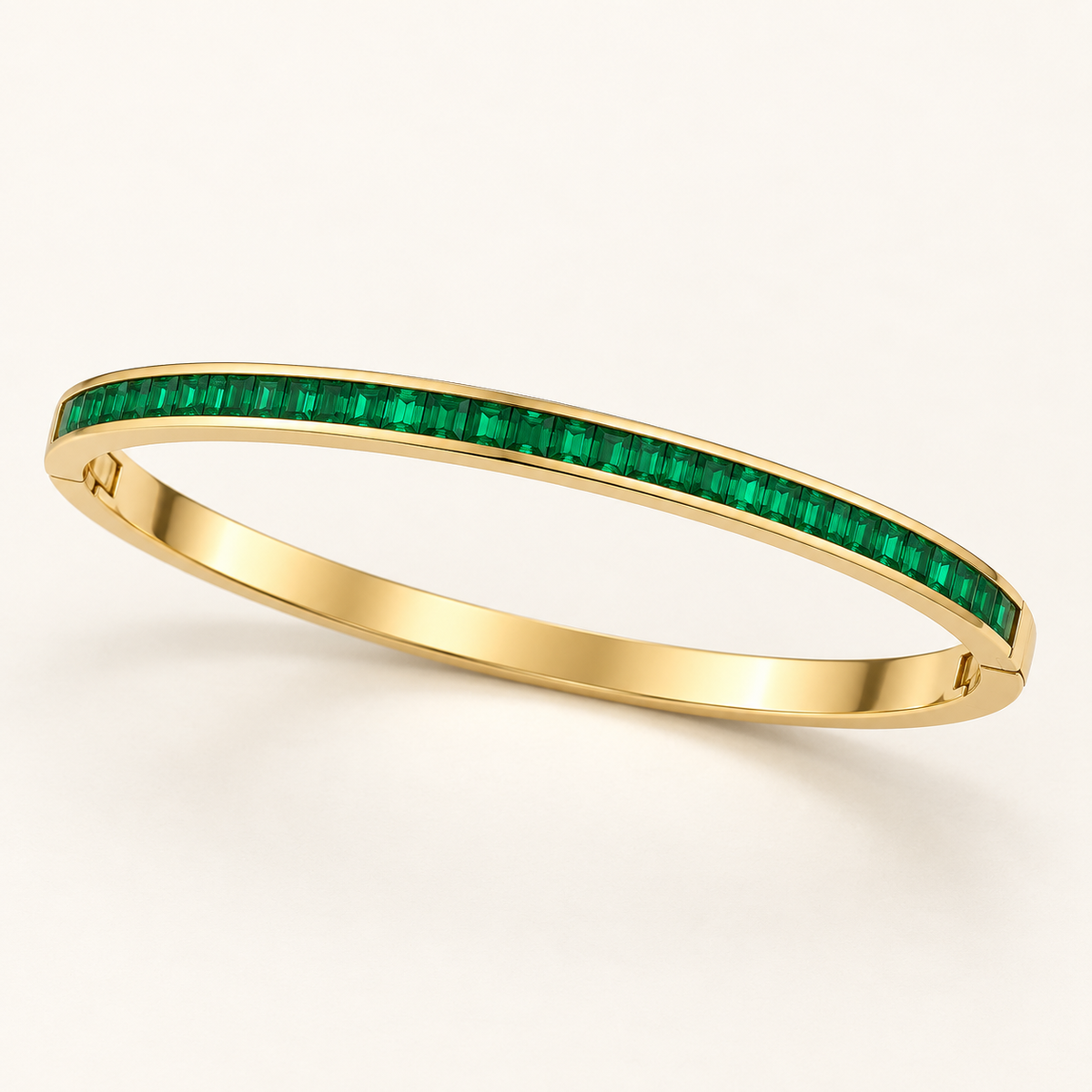 Green Stone Gold Bangle