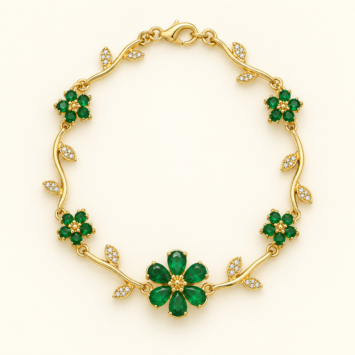 Emerald Blossom Vine Bracelet