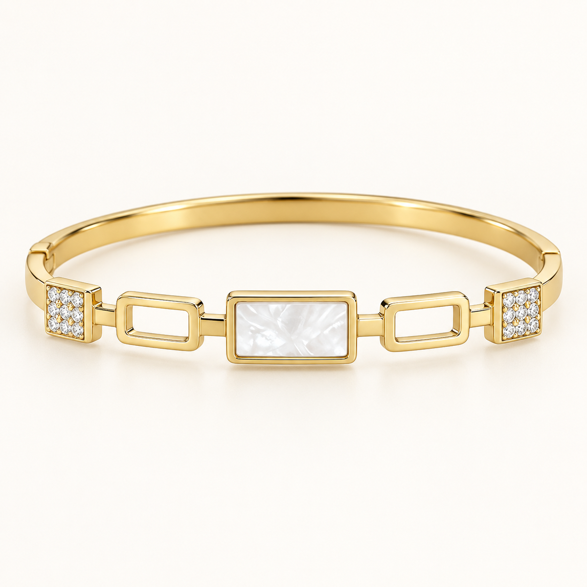 Pearl Geometric Gold Bangle