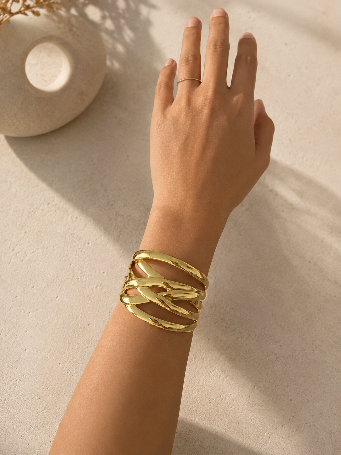 Golden Wave Statement Cuff