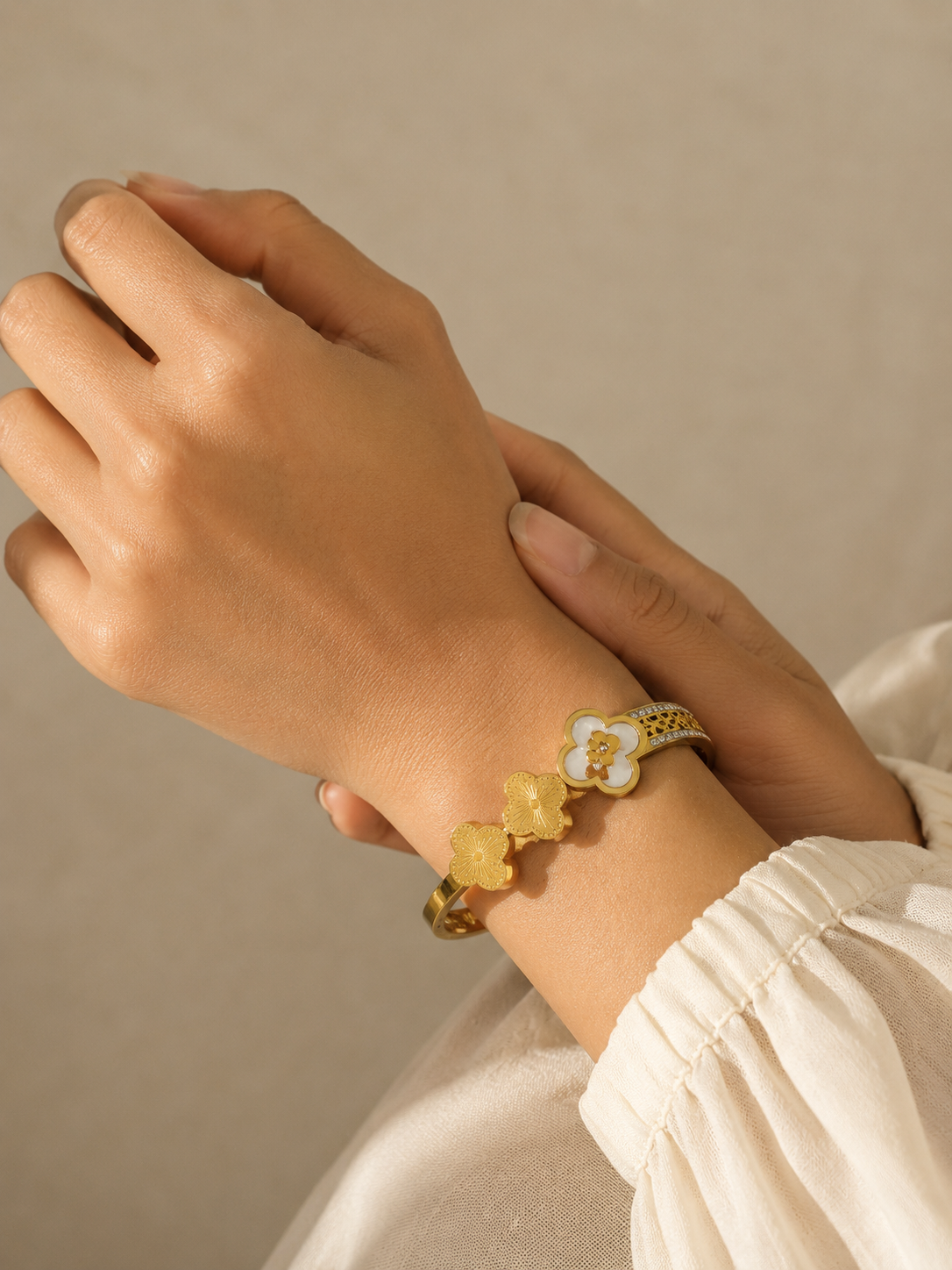 Floral Elegance Open Bangle