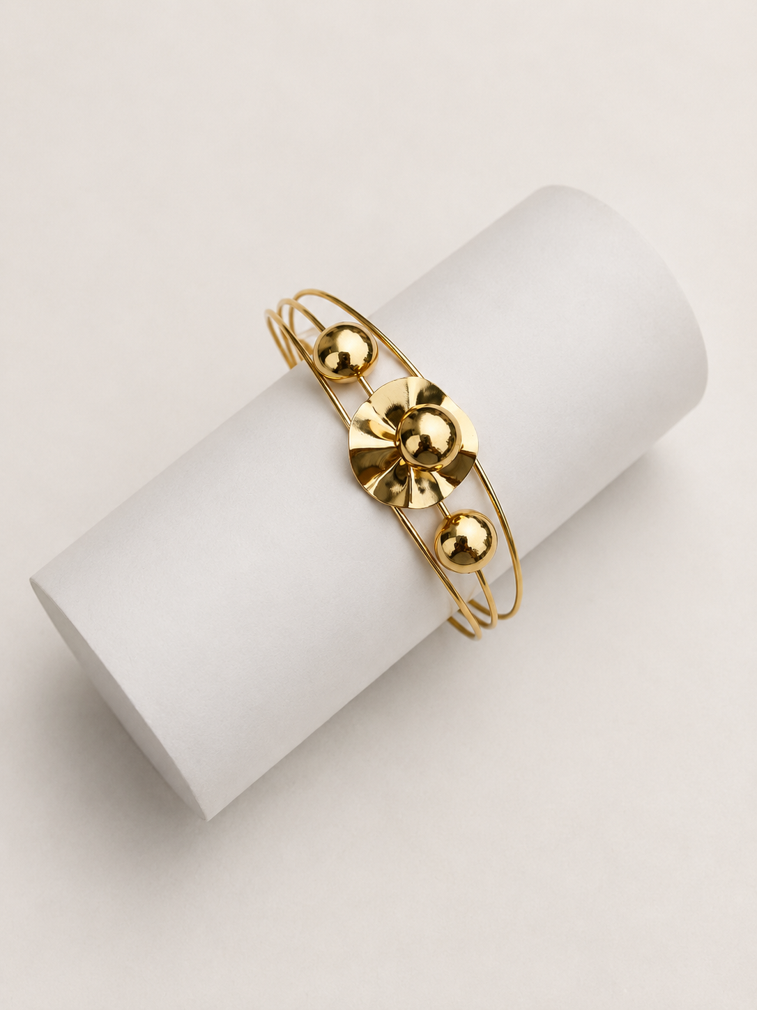 Modern Gold Sculpted Cuff Bracelet