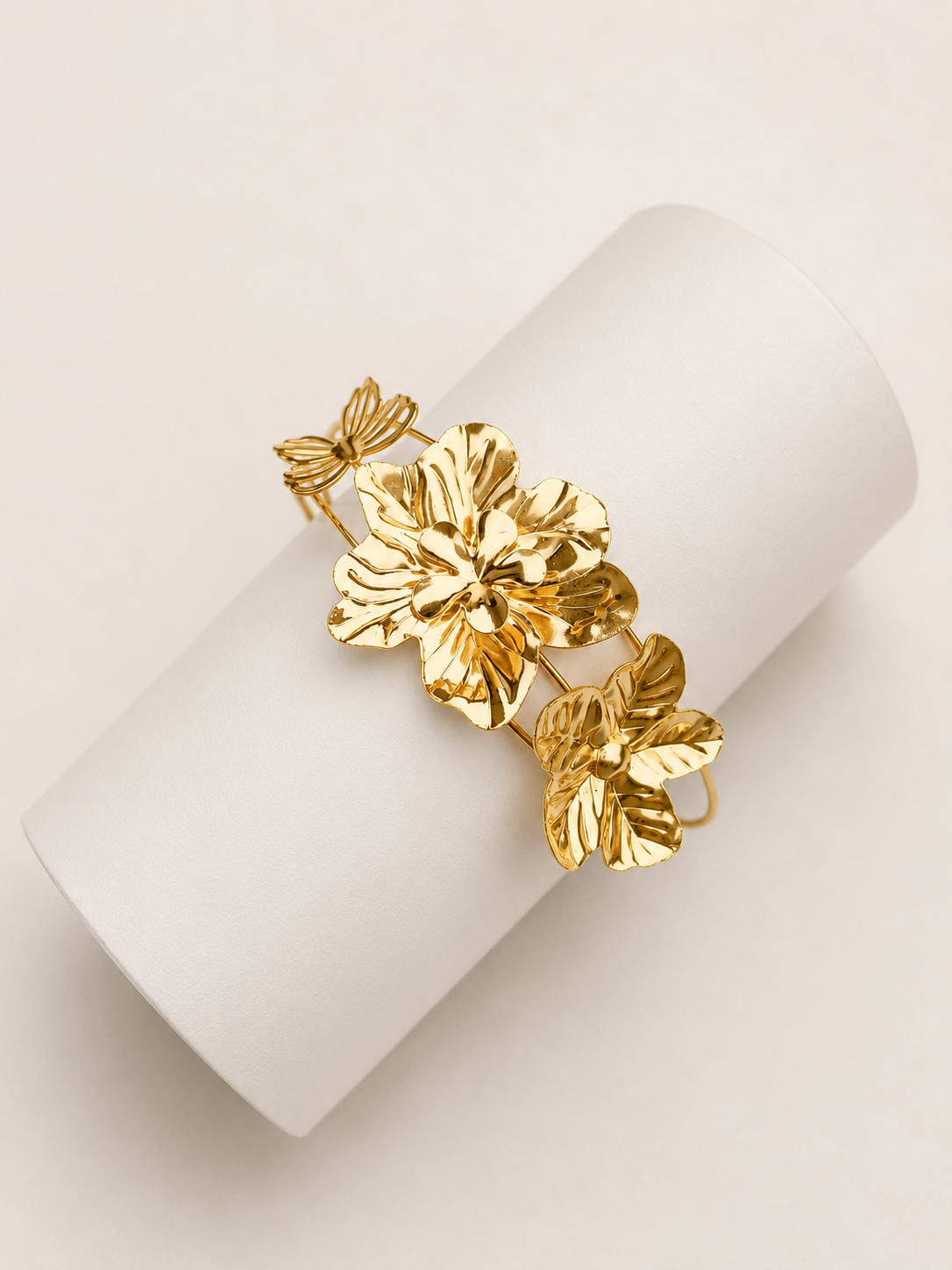 Golden Floral Bloom Cuff Bracelet