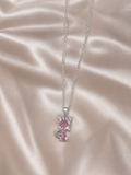 Pink Crystal Cat Pendant Necklace