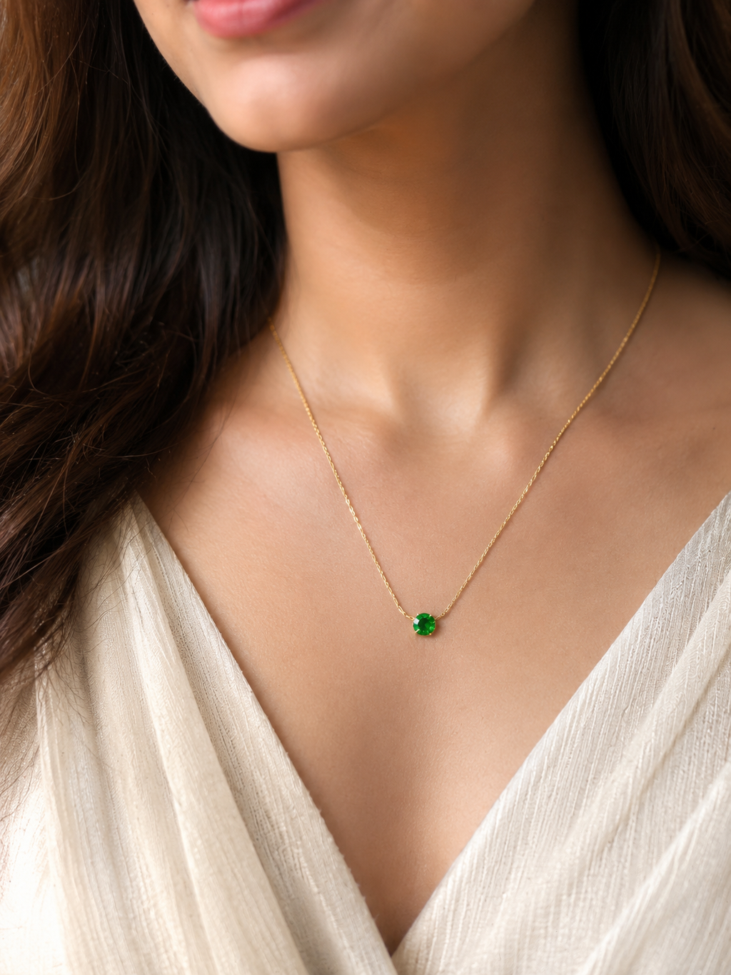 Emerald Solitaire Necklace