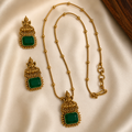 Emerald Green Stone Pendant Necklace Set
