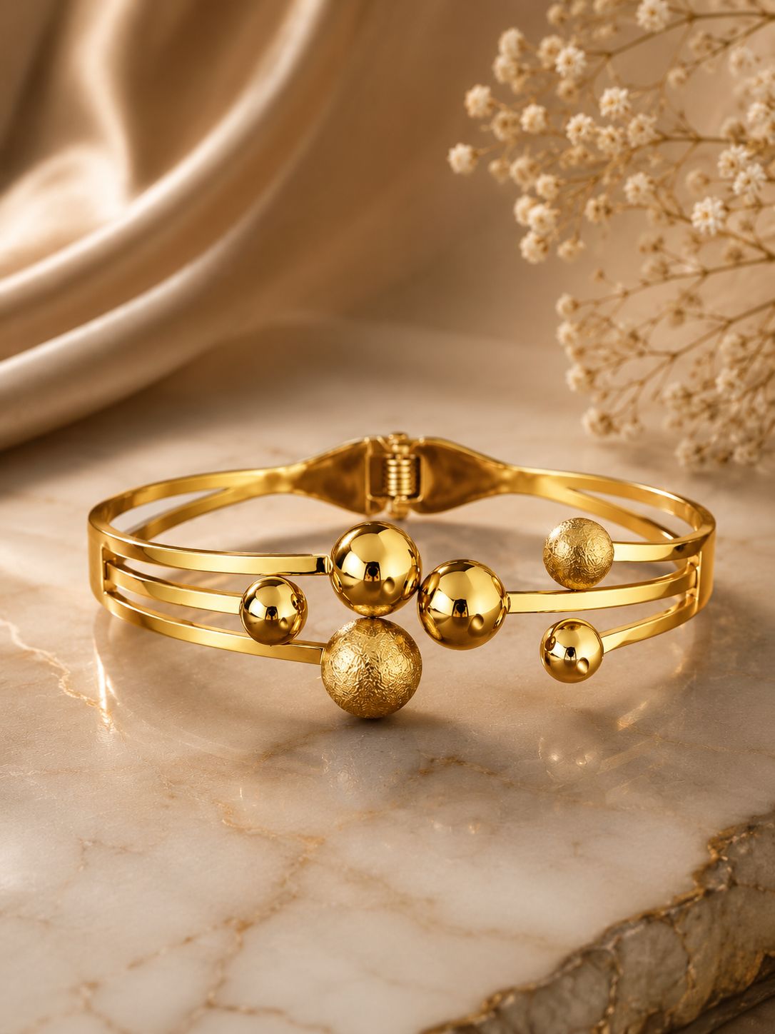 Golden Sphere Statement Bracelet