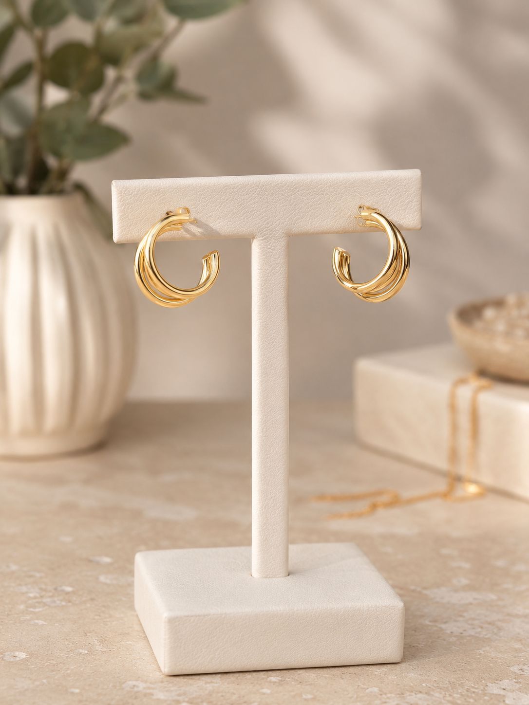 Twisted Gold Hoop Earrings