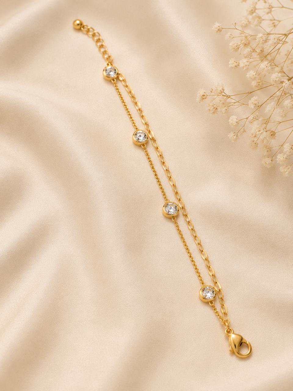 Crystal Charm Double-Layer Bracelet