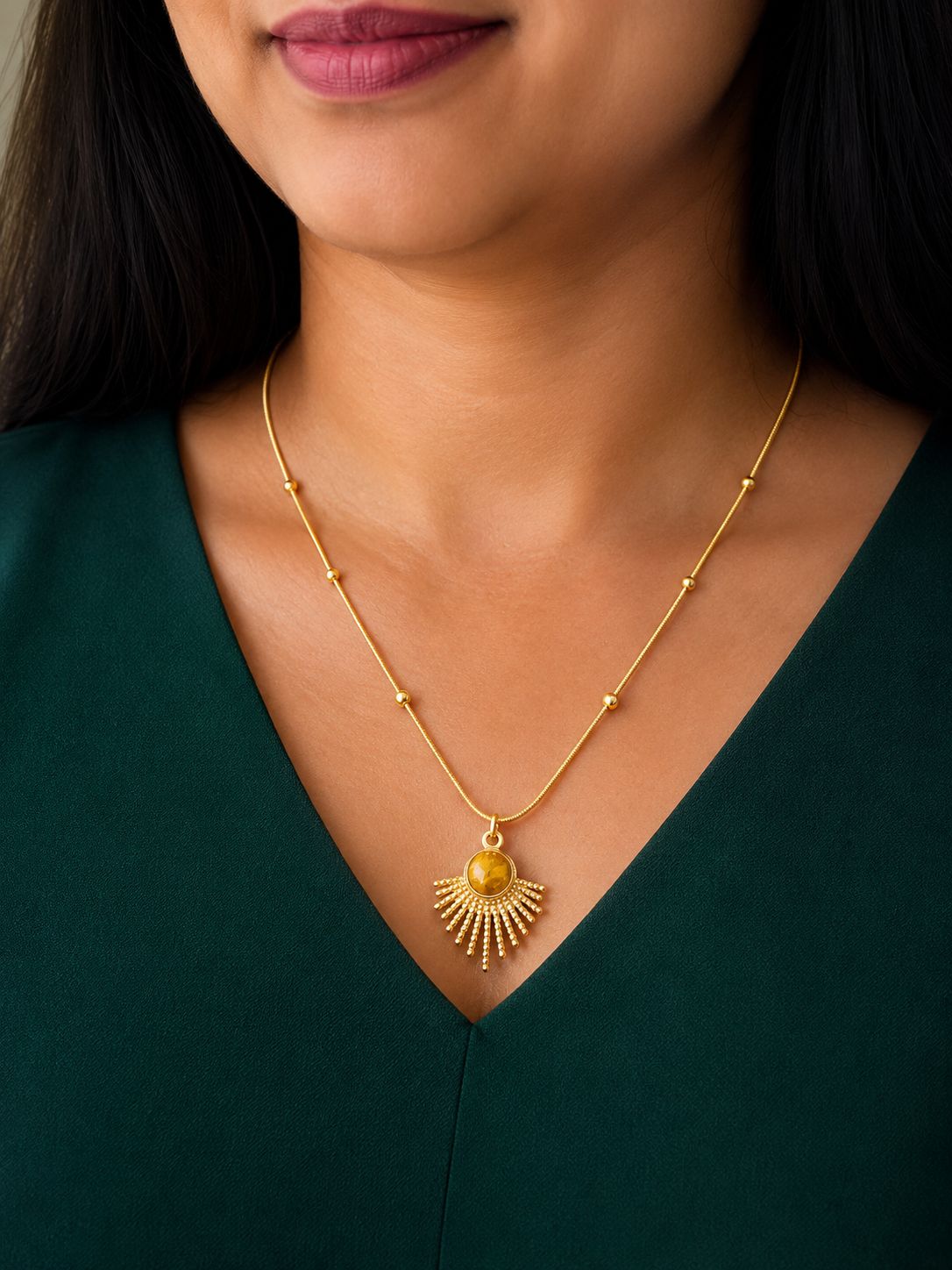 Sunburst Charm Pendant Necklace