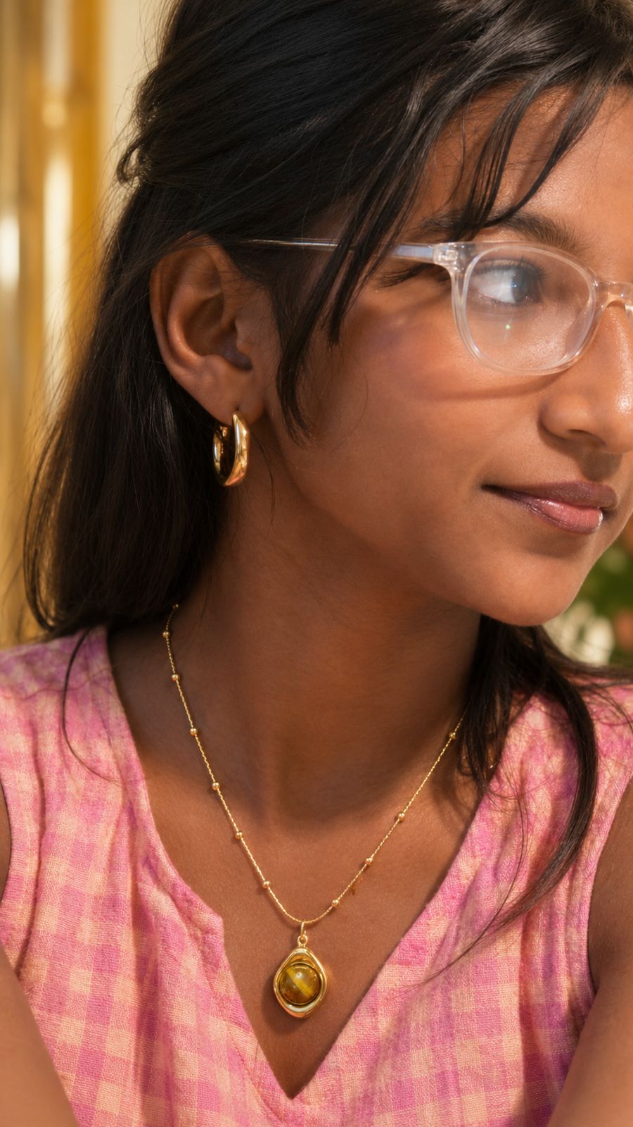 Golden Glow Pendant Necklace