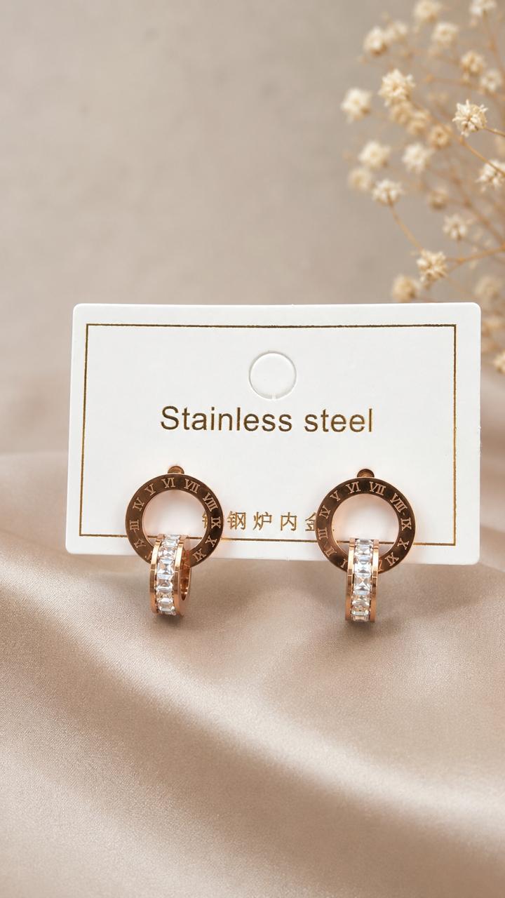 Roman Numeral Crystal Hoop Earrings